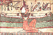 An image of Isis and some hieroglyphs