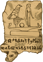An Egyptian tablet with some writing and pictures