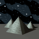 Pyramids and a shooting star