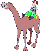 A tourist riding a camel